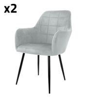 2x sillas de comedor color gris tapizado con respaldo y apoyabrazos