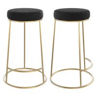 set de 2 sillas para isla de cocina de terciopelo negro 63 cm