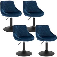 juego de 4 taburetes giratorios de bar terciopelo  metal 385 x 47 x 82 cm azulwoltu