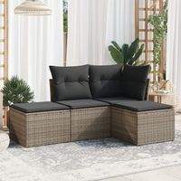 conjunto de sofas de jardin 4 uds  mueble jardin mesa y sillas y cojines ratan sintetico gris cfw343165