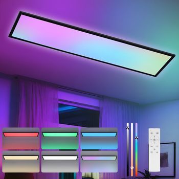 Panel Led Nettlife 120 X 30 Cm Regulable, Largo, Rgb, Cambio De Color, Con Mando A Distancia, 39 W, Negro
