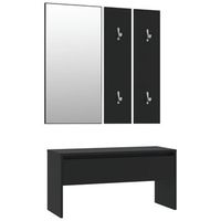 juego de muebles de recibidor madera de ingenieria negro vidaxl