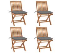 sillas de jardin plegables 4 unidades madera maciza teca con cojines