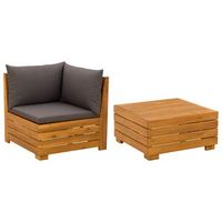 2 pieza conjunto de sofas de jardin  mueble de jardin madera de acacia solida