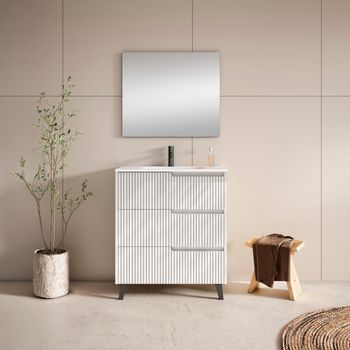 Mueble Ezio 60 Cm 3c, Blanco Mate. Pack Mueble + Lavabo.
