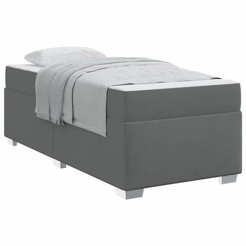 Estructura De Cama Gris Oscuro 90 X 200 Cm Tela
