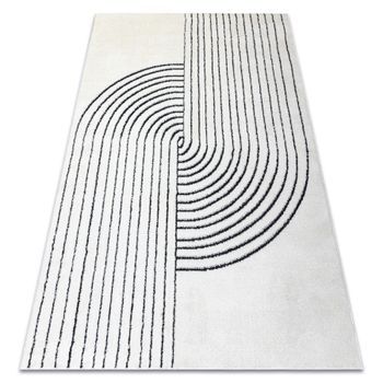 Alfombra Moderna Mode 8587 Geométrico Crema / Negro  200x290 Cm