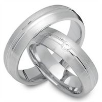 alianzas 14 quilates oro blanco con diamante