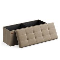 banco de almacenamiento plegable de lino mdf compacto - topo claro