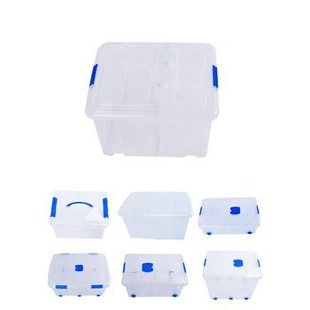 Jardin202 - Cajas De Almacenaje Ordenación De Plástico Transparentes Con Tapa Azul  Con Y Sin Ruedas  Ropa, Libro,  Juguestes  Pack 6 Uds (35l)  Pack 6 Uds (35l)jardin202