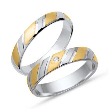 Alianzas 18 quilates oro amarillo-blanco con diamante