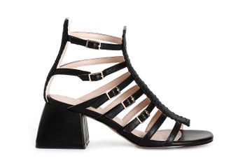 sandalias con tiras y tejido de napa black