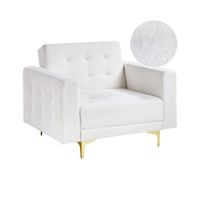 sillon moderno reclinable cama de dia tela con capitone patas doradas boucle blanco aberdeen