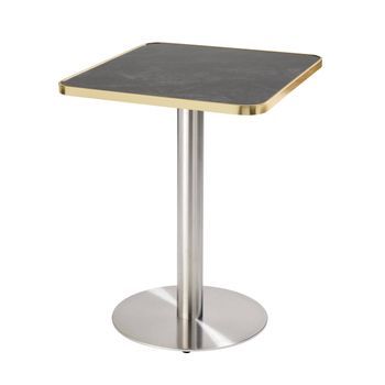 Mesa De Comedor 60x60 Cm Pata Plata Y Revestimiento Negro/oro Oviala