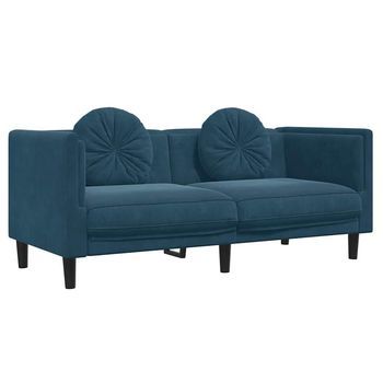 Sofá Con Cojines 2 Plazas Terciopelo Azul Vidaxl