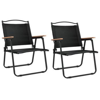 Pack 2 Uds Sillas De Camping Tela Oxford Negro 54x55x78 Cm
