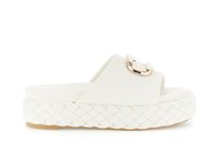 zapatilla con fondo trenzado y accesorio white 38