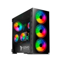 torre atx savio prime x1 argb 4 ventiladores vidrio templado negra