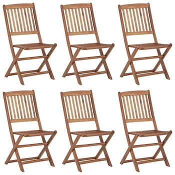 Sillas De Jardín Plegables 6 Uds | Silla De Exterior | Sillón Y Cojines Madera Maciza Acacia