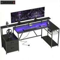 escritorio gaming en l de madera y acero 1925 x 80 x 865 cm  negro