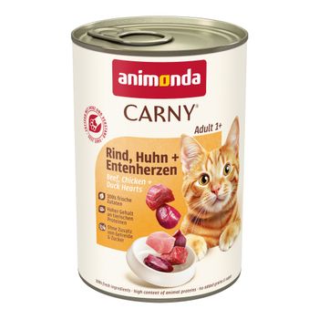 animonda Carny Adult 12 x 400 g - Pack ahorro - Vacuno, pollo y corazón de pato