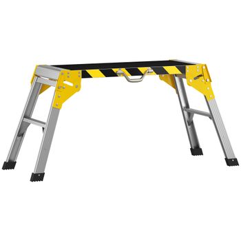 HOMCOM Banco de Trabajo Antideslizante Soporte de Herramientas Plegable de Aluminio con Asa 150 kg 110x32x50 cm Negro   Aosom España