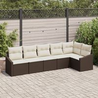 juego de sofa de jardin de 6 piezas con cojines en rattan marron poliratan v3246 unico  nata