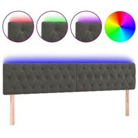 cabecero cama  panel de cabecera con led de terciopelo gris oscuro 180x7x7888 cm