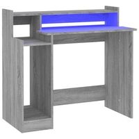 mesa de escritorio   escritorio de despacho  escritorio con led madera contrachapada gris sonoma 97x45x90 cm