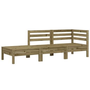 Sofá De Jardín De 3 Plazas | Sofá De Exterior Madera De Pino Impregnada