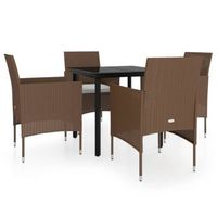 juego de comedor de jardin 5 uds con cojines marron y negro cfw103534