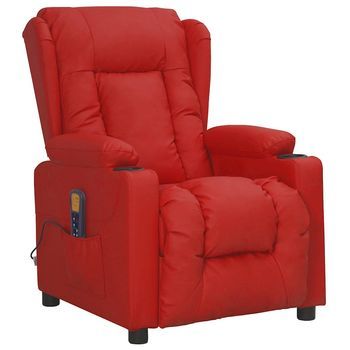 Sillón De Masaje De Cuero Sintético Rojo Tinto Vidaxl