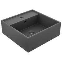 lavabo lujoso cuadrado rebosadero ceramica gris oscuro 41x41 cm vidaxl