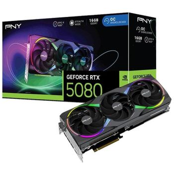 PNY GeForce RTX 5080 ARGB Overclocked Triple Fan 16GB GDDR7 Reflex 2 RTX AI DLSS4