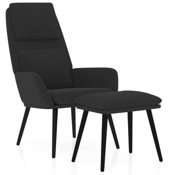 Sillón De Relax Con Reposapiés Tela Negro Vidaxl