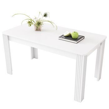 Mesa De Comedor Rectangular De 116 X 65 X 75 Cm - Moderna Mesa De Comedor De Madera De Roble - Blanca