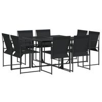 juego de comedor para jardin 9 uds  conjunto mueble jardin mesa y sillas textilene negro