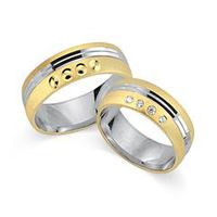 alianzas 18 quilates oro amarillo-blanco 4 diamantes