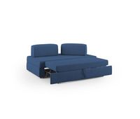 liberty sofa con puff extraible y respaldo desmontable en tela impermeable 160 cm azul con puff