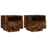 mesitas de noche con luces led 2 uds roble ahumado 40x39x37 cm vidaxl