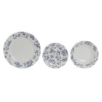 vajilla set 18 porcelana 27x27x2 floral azul