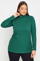 yours top verde pino de algodon con cuello alto mujer curvy y tallas grandes yours