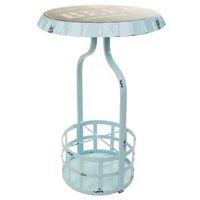 mesa botellero de metal azul 42x42x60