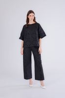 camiseta de dos materiales con parte delantera sangallo black