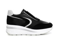 zapatos slip-on de mujer en piel y glitter black