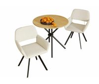 fontana kd 80cm roble  california kd beige giratorio conjunto de mesa de comedor de estilo moderno y 2 sillas giratorias