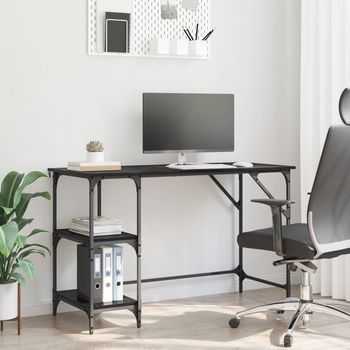 Escritorio - Mueble De Oficina - Madera Contrachapada - Roble Negro (120x50x75cm)