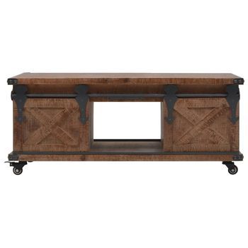 Mesa De Centro 91x51x38 Cm Madera De Pino - Marrón