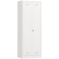 homcom armario portaherramientas de acero con cerradura puertas y estantes regulables capacidad 80 kg crema   aosom espana