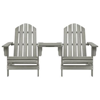 Sillas Adirondack De Jardín Y Mesita Madera Maciza Abeto Gris Cfw955981